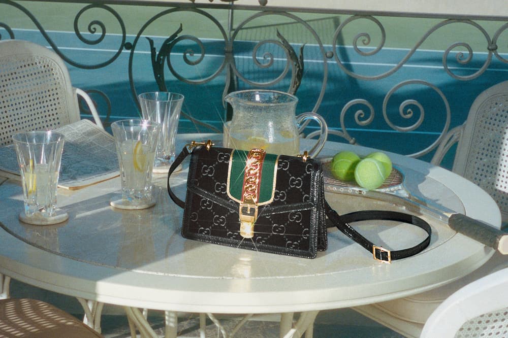 Gucci Handbag Campaign Soko Sylvie Top Handle Logo Print Black