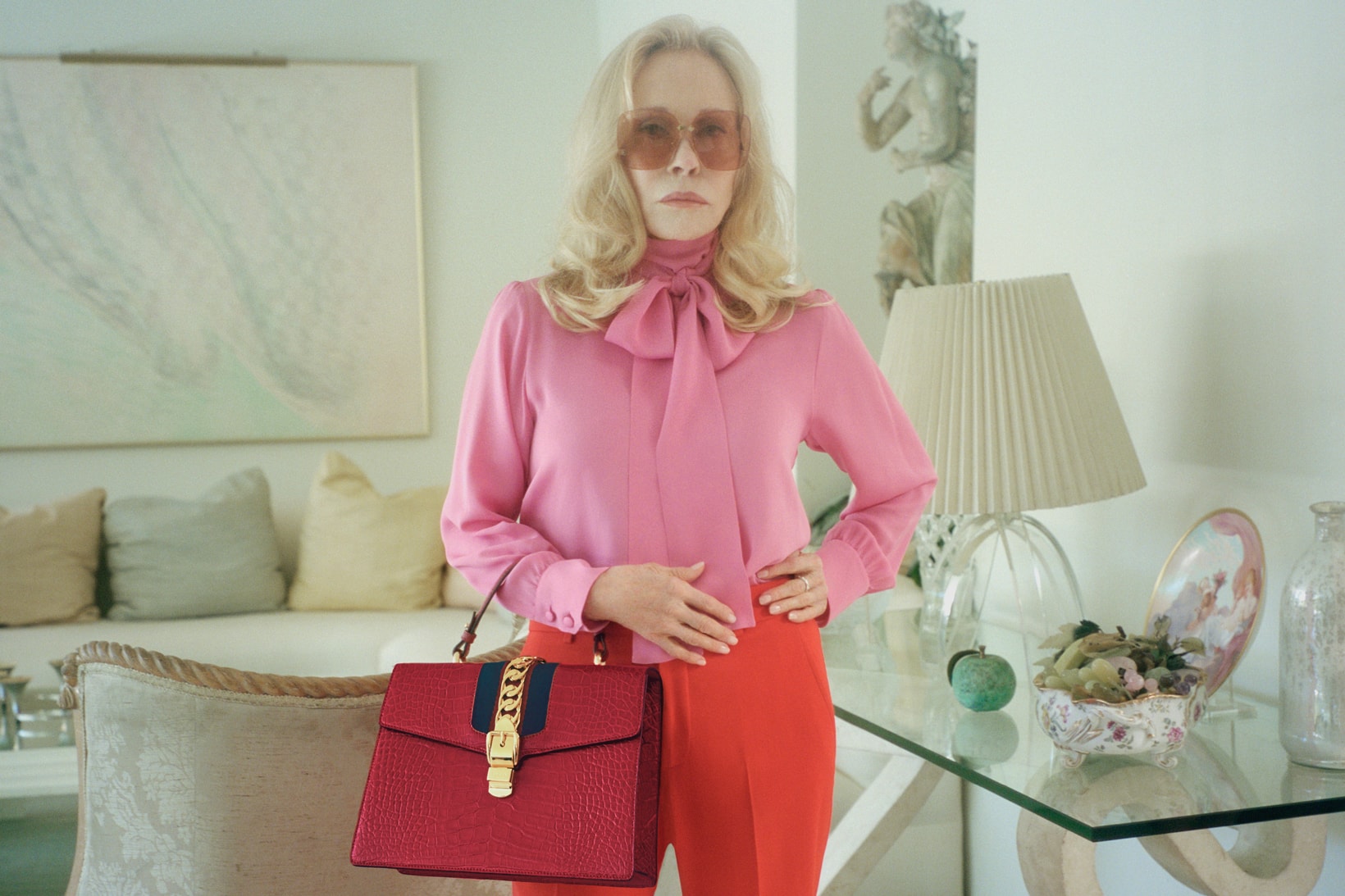 Gucci Handbag Campaign Faye Dunaway Sylvie Top Handle Red