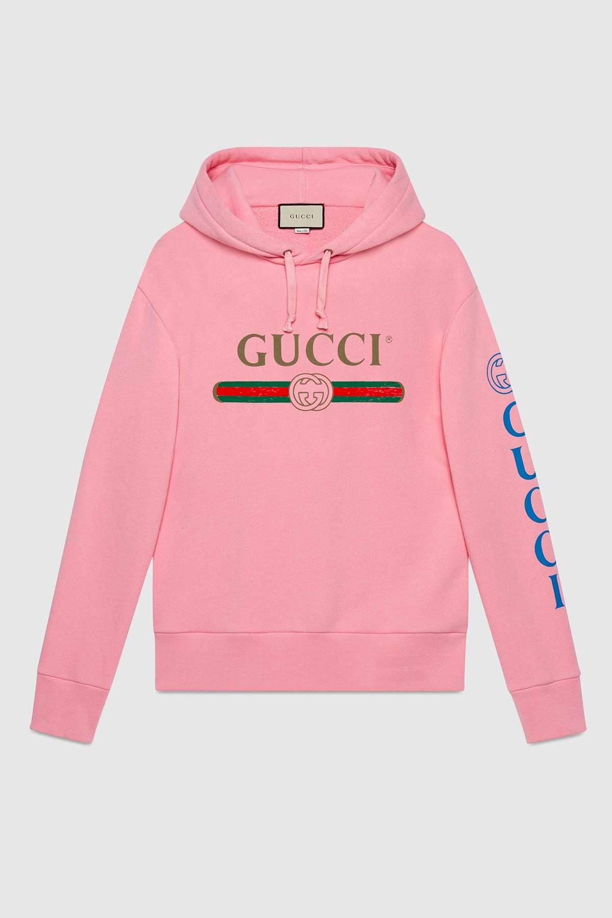 Gucci Vintage Bootleg Logo Hoodie Menswear Pink Dragon Embroidery Sleeve