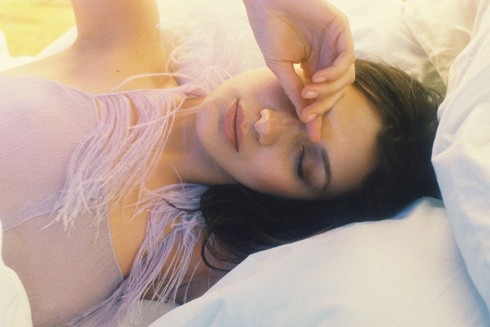 Bella Hadid Bed Sleep Vogue Valentine's Day Lingerie Petra Collins