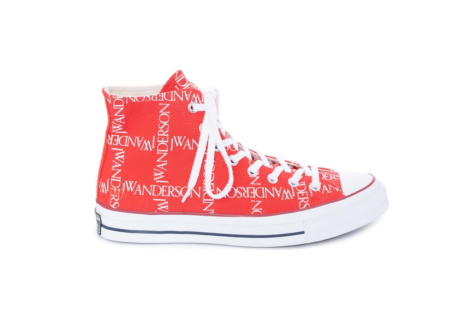 JW Anderson's Logo Converse Drops in Red Print White Blue Where To Buy JW Anderson Converse Jonathan Anderson