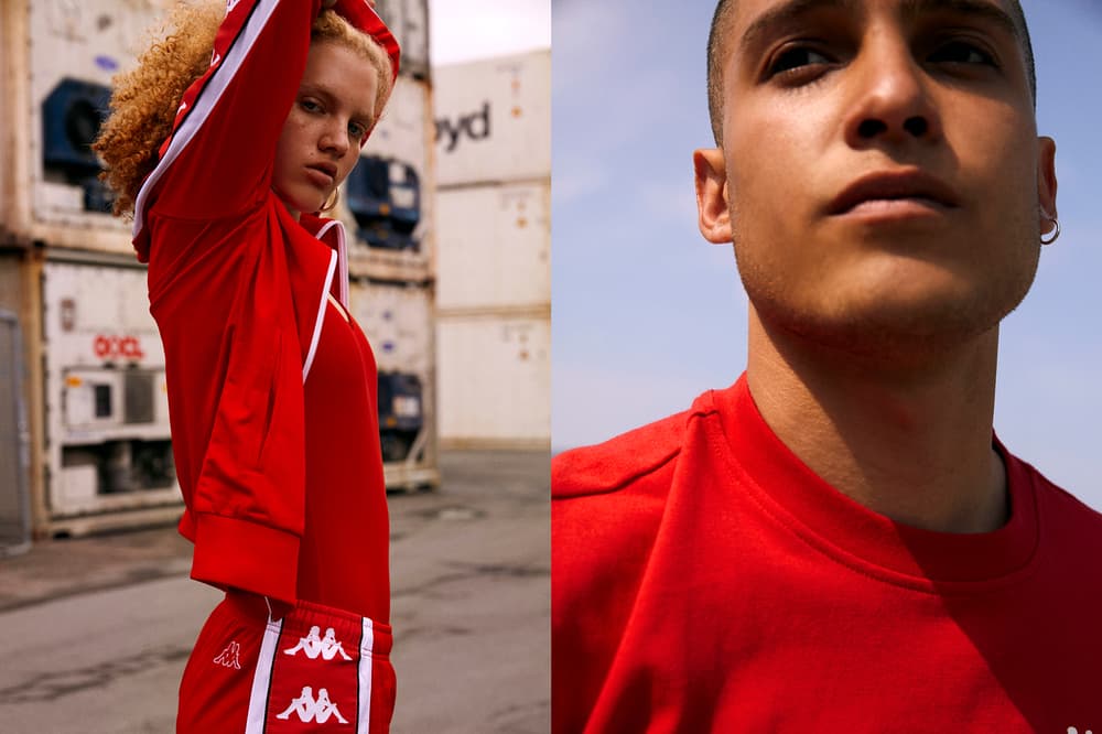 Kappa BANDA Spring/Summer 2018 Collection Editorial Track Pants Jacket T-shirt Red