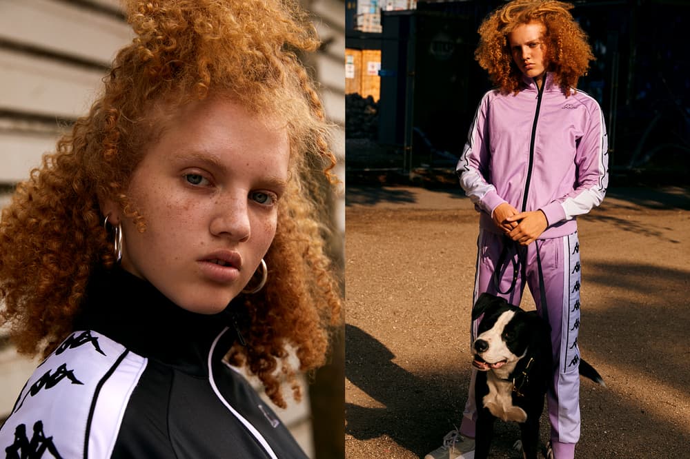 Kappa BANDA Spring/Summer 2018 Collection Editorial Track Jacket Black White Pants Purple
