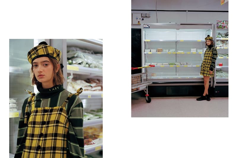 Lazy Oaf Food Baby Fall/Winter 2018 Lookbook Check Pinny Dress Yellow Black