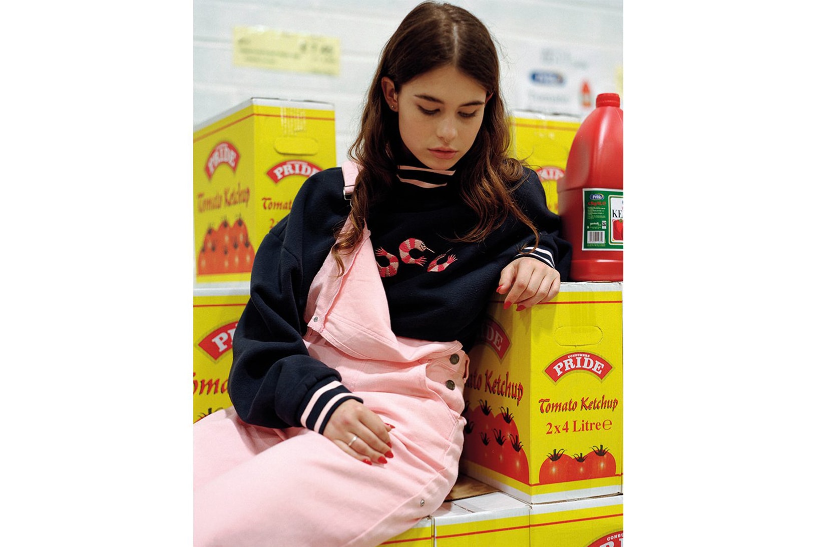 Lazy Oaf Food Baby Fall/Winter 2018 Lookbook Wide Leg Dungarees Pink