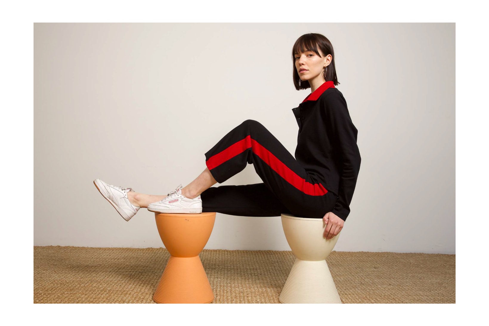 Liana Fall/Winter 2018 Collection Lookbook Clyde Pant Cori Top Black Pique Red Stripe