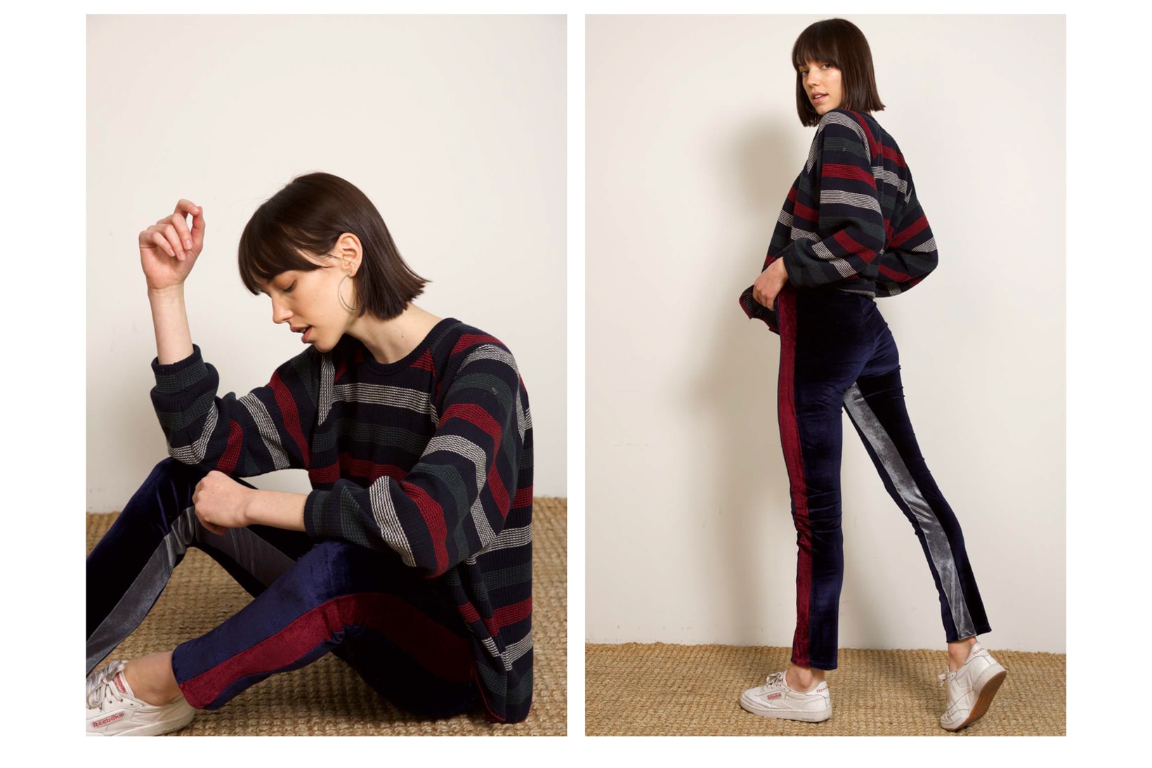 Liana Fall/Winter 2018 Collection Lookbook Stria Sweater Selena Pant Navy Charcoal Maroon