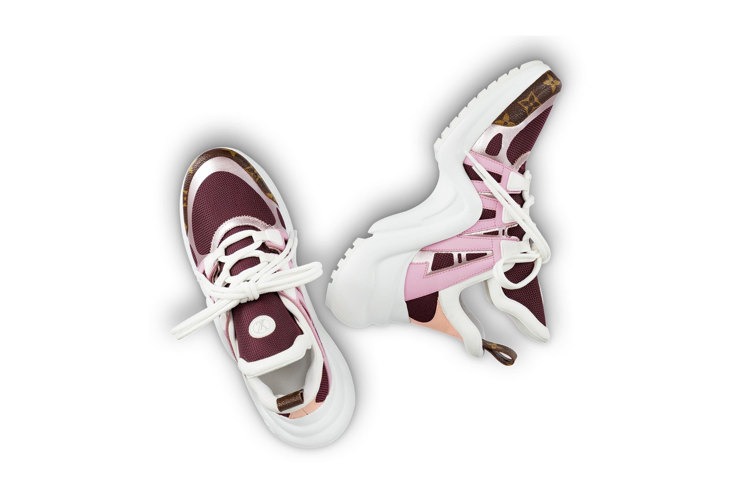 Louis Vuitton Archlight Sneakers Pink Black Gold Red Metallic White Sole Where to Buy