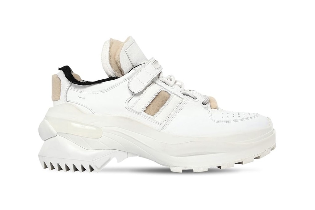 Maison Margiela Destroyed White Leather Chunky Dad Sneakers