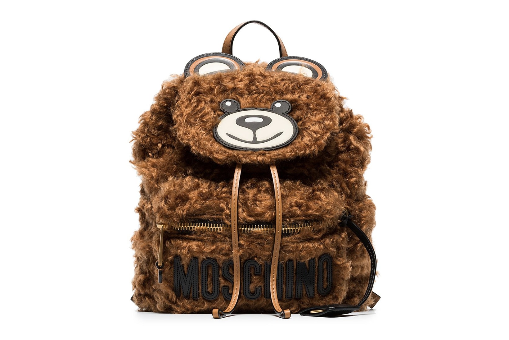 Moschino Brown Shearling Teddy Bear Backpack
