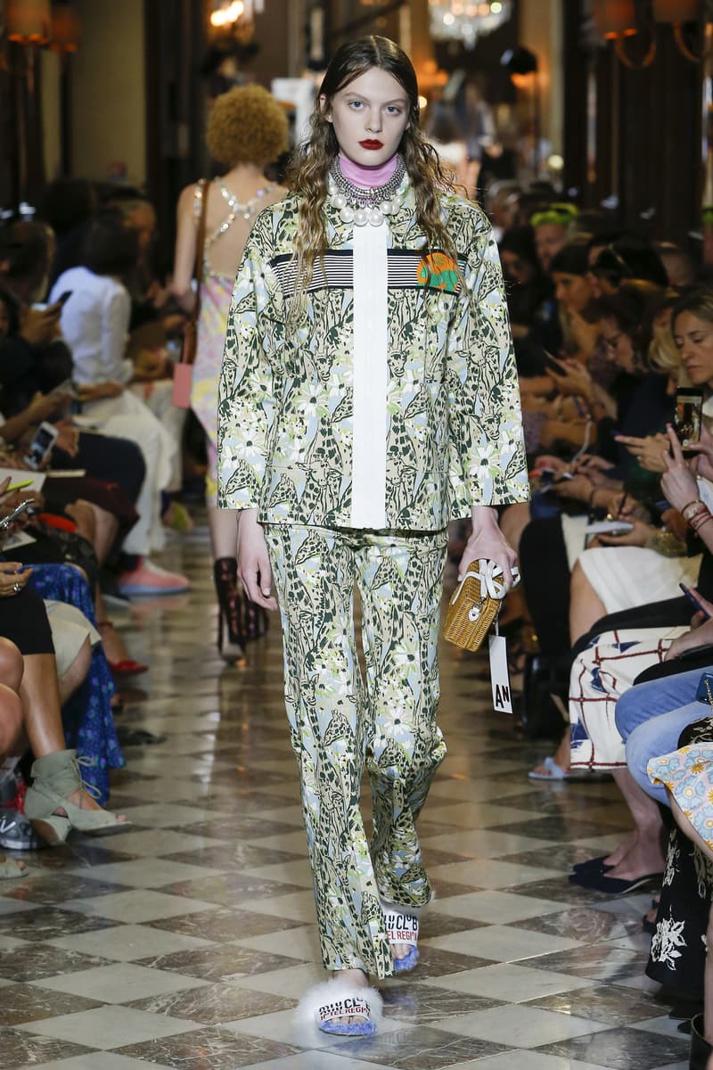 Miu Miu Resort 2019 Show Floral Jacket Pants Green White