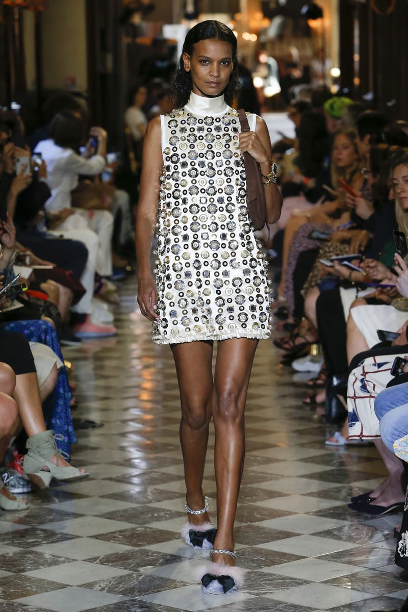 Liya Kebede Miu Miu Resort 2019 Show Bejeweled Dress White