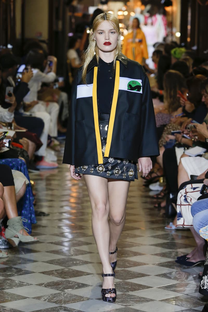 Georgia May Jagger Miu Miu Resort 2019 Show Jacket Dress Navy Blue Yellow