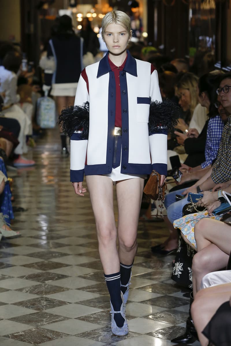 Miu Miu Resort 2019 Show Cardigan Jacket Navy Blue White