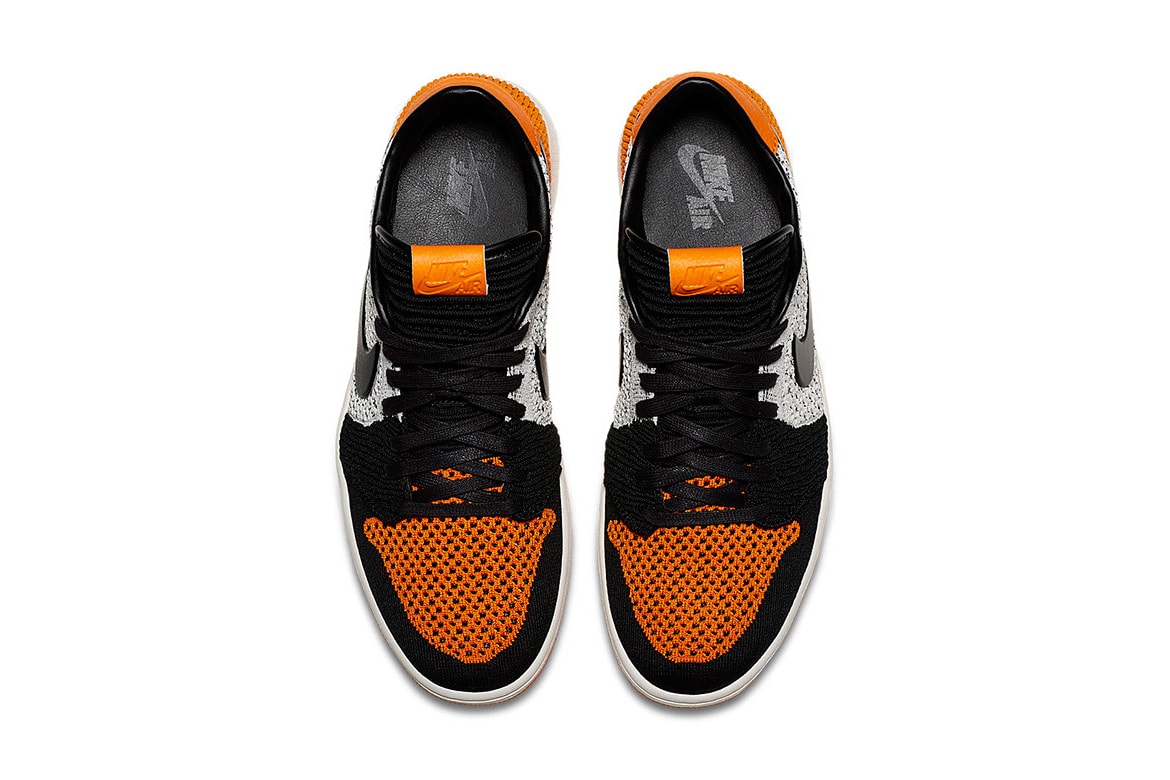 Nike Air Jordan 1 Shattered Backboard Flyknit Starfish Orange Sail Black Ladies Women's Sneakers