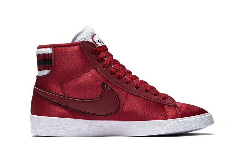 Nike Blazer Mid Premium Red Crush Satin Varsity Jacket Women's Sneakers