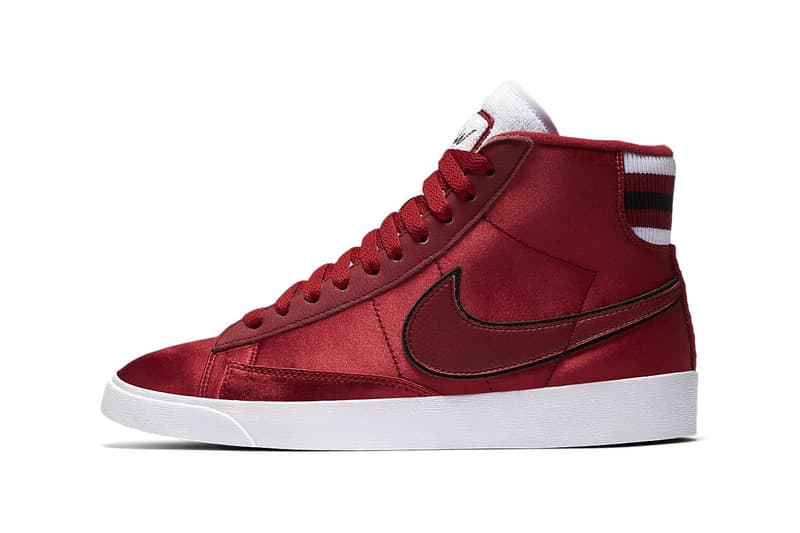 Nike Blazer Mid Premium Red Crush Satin Varsity Jacket Women's Sneakers