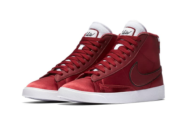 Nike Blazer Mid Premium Red Crush Satin Varsity Jacket Women's Sneakers