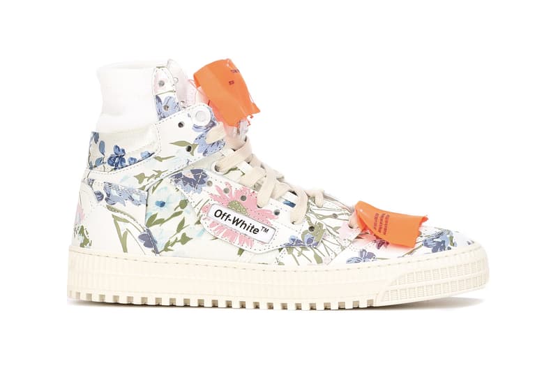 Off-White™ Floral White Leather High Top Sneakers