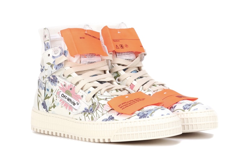 Off-White™ Floral White Leather High Top Sneakers