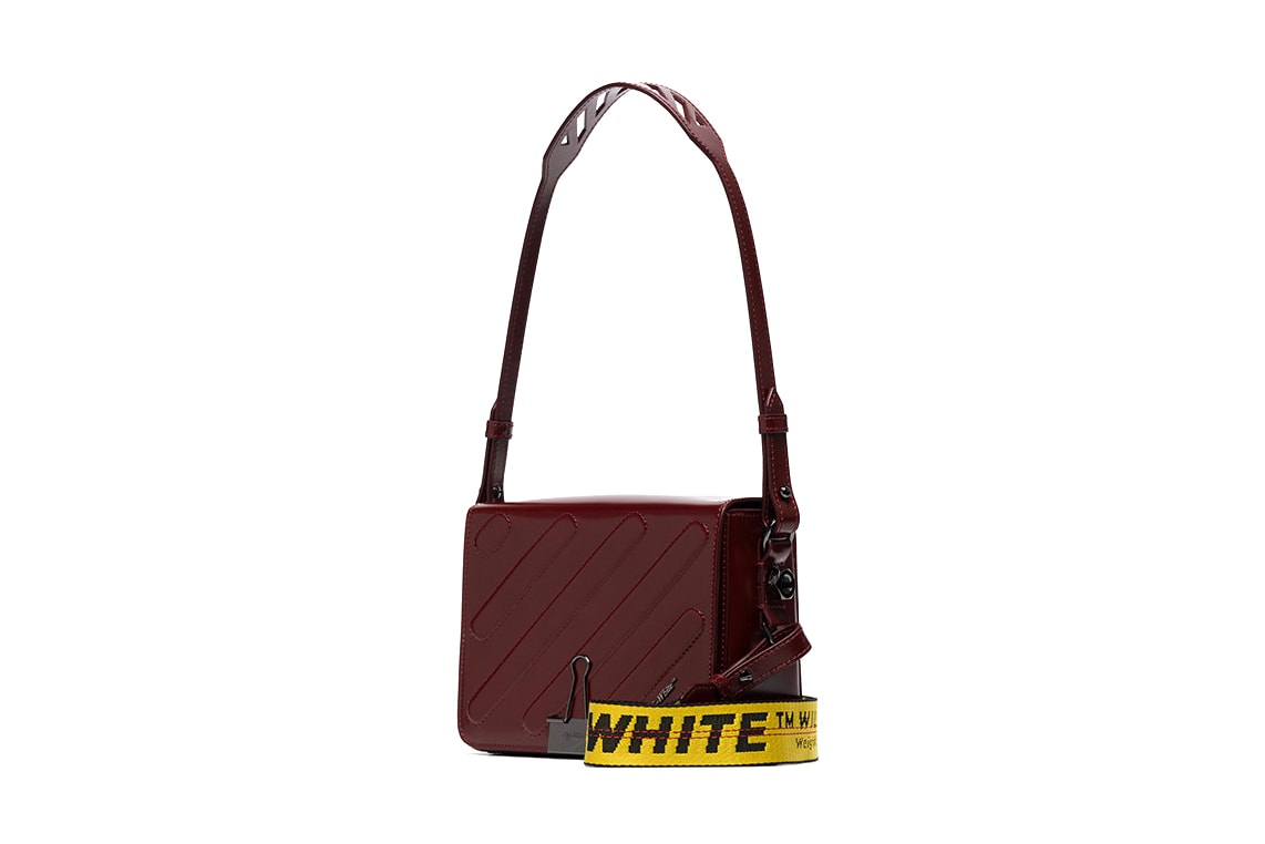 Off-White Burgundy Binder Clip Bag Industrial Strap Yellow Belt Virgil Abloh