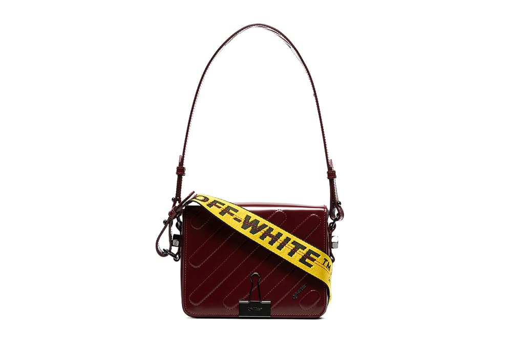 Off-White Burgundy Binder Clip Bag Industrial Strap Yellow Belt Virgil Abloh