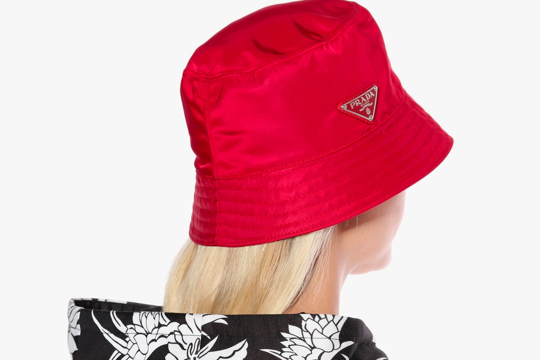 Shop Prada's Red Bucket Hat on mytheresa.com