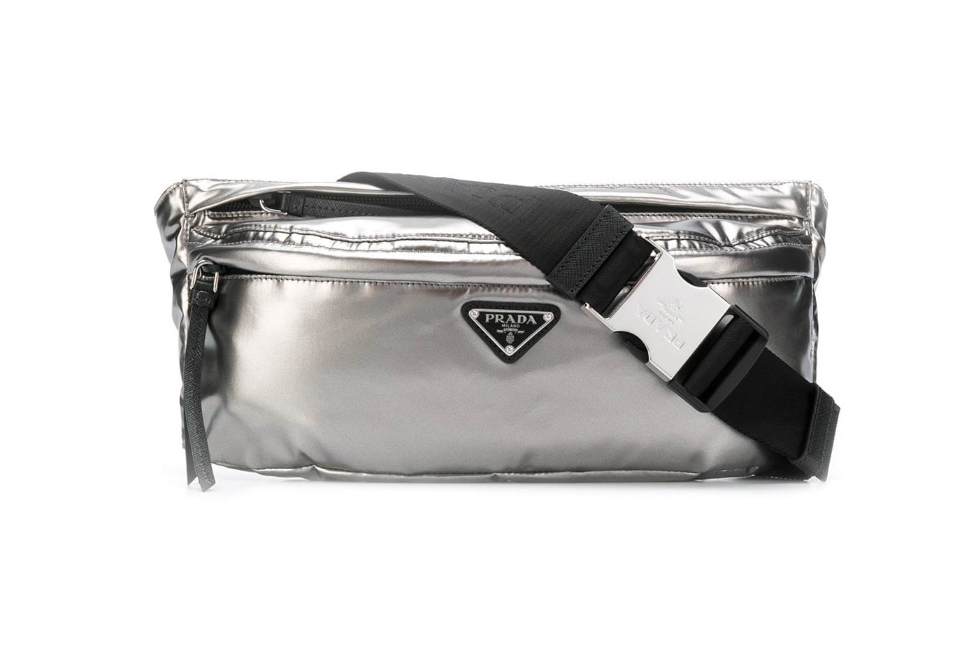 silver prada bag