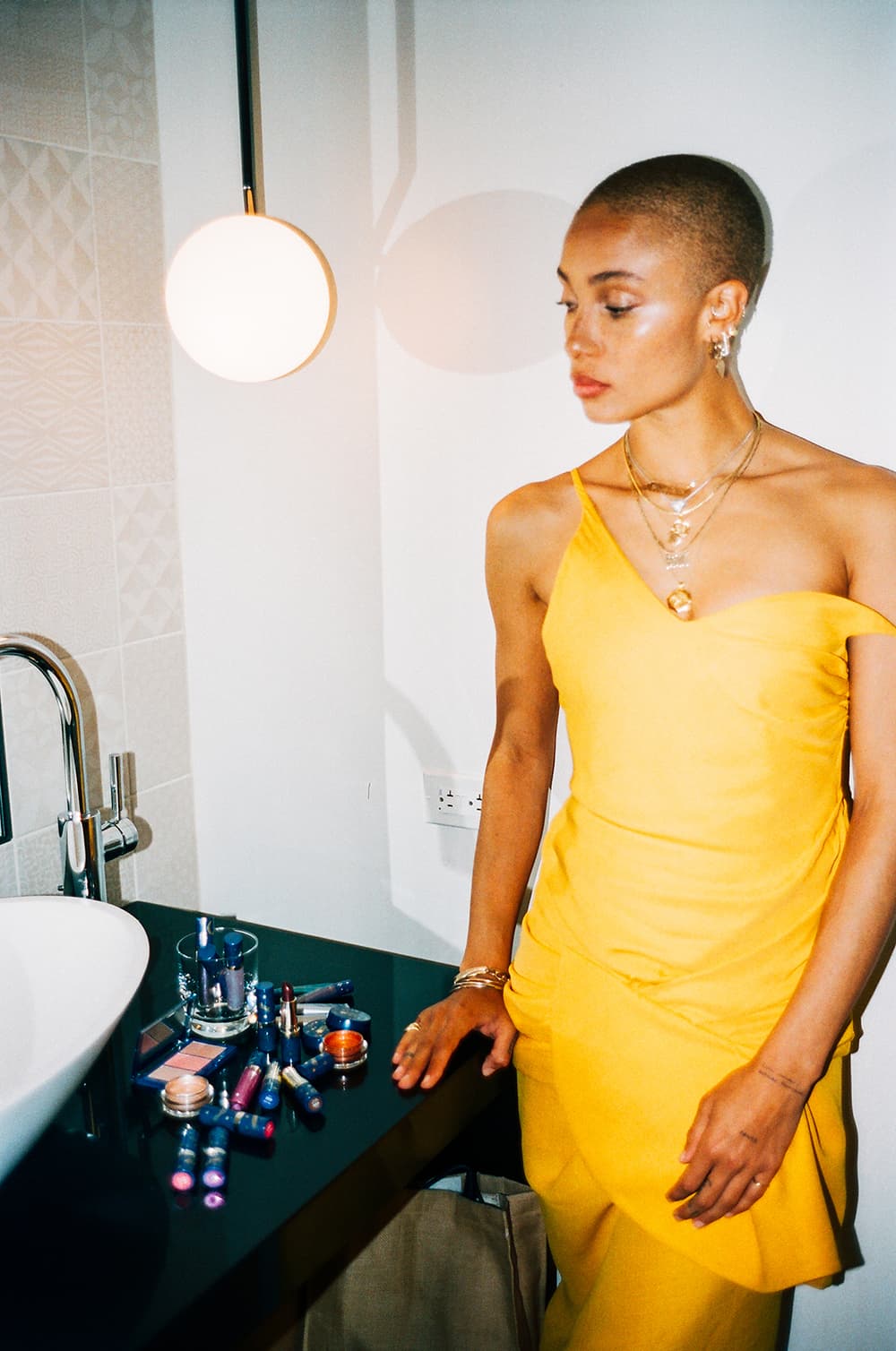 adwoa aboah model revlon ambassador shoot the moon makeup campaign yellow dress