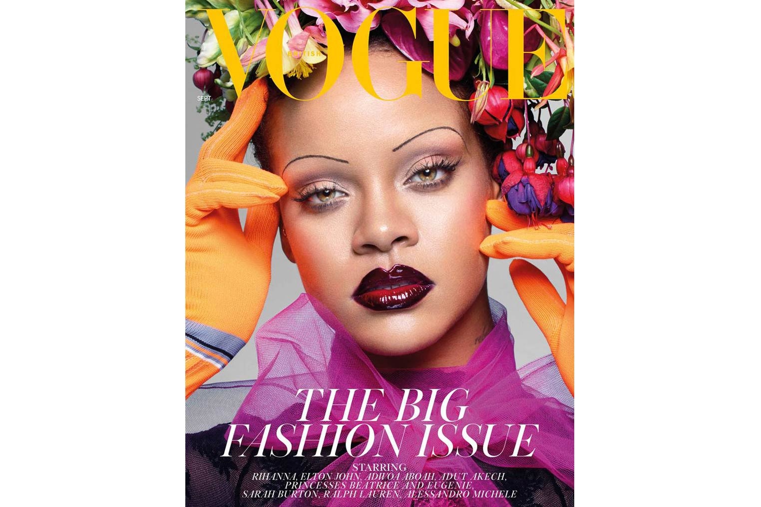 Rihanna British Vogue September Issue Prada Gloves Orange