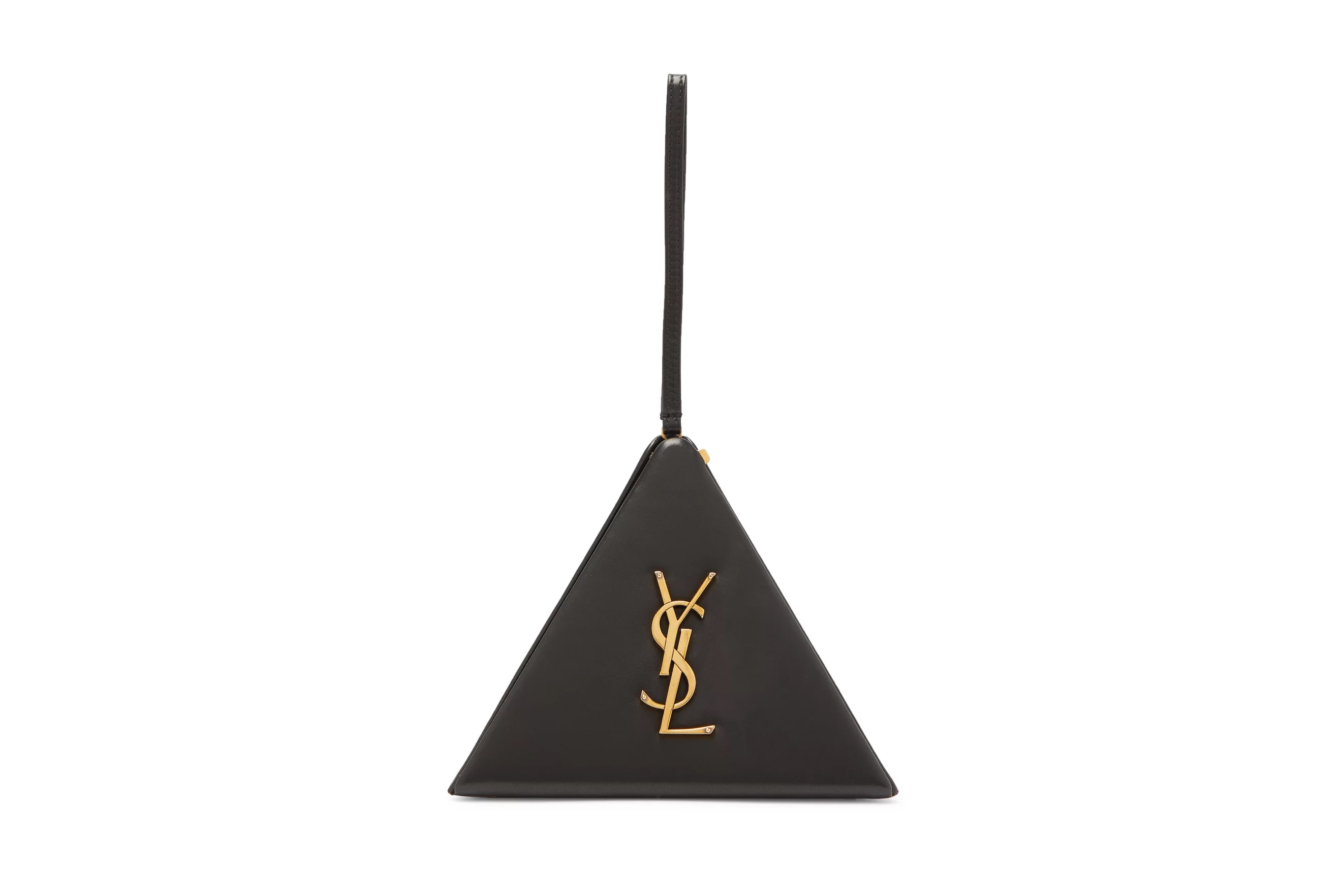 Saint Laurent's Black Leather Pyramid Logo Bag Gold YSL Anthony Vaccarello