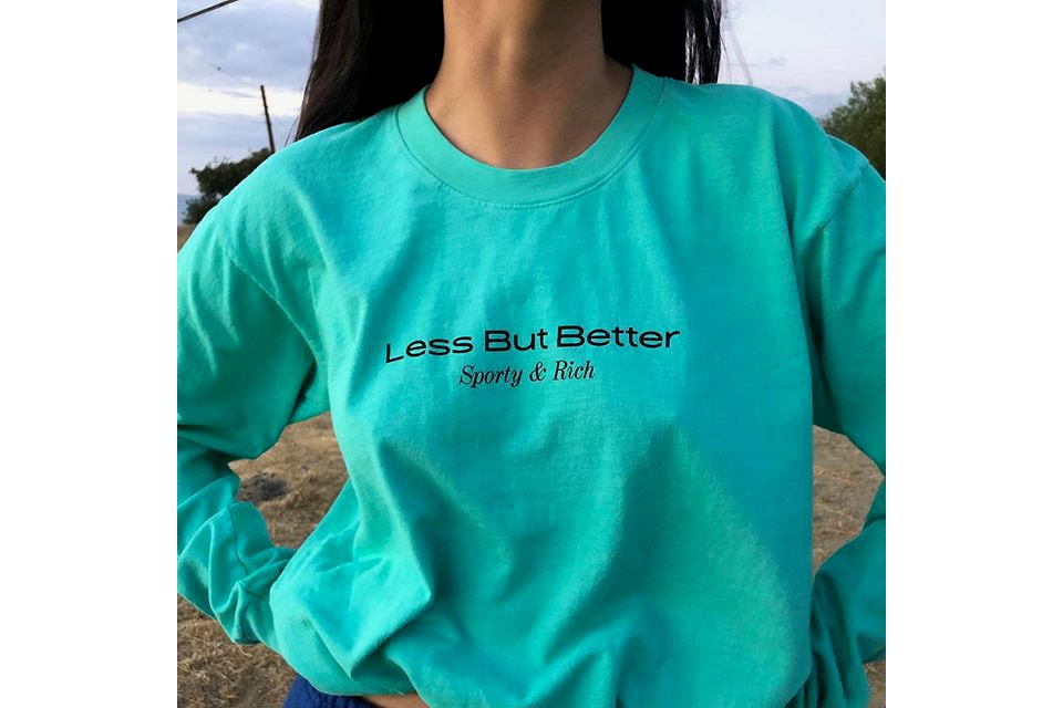 Sporty and Rich Less But Better Shirt Teal Emily Oberg