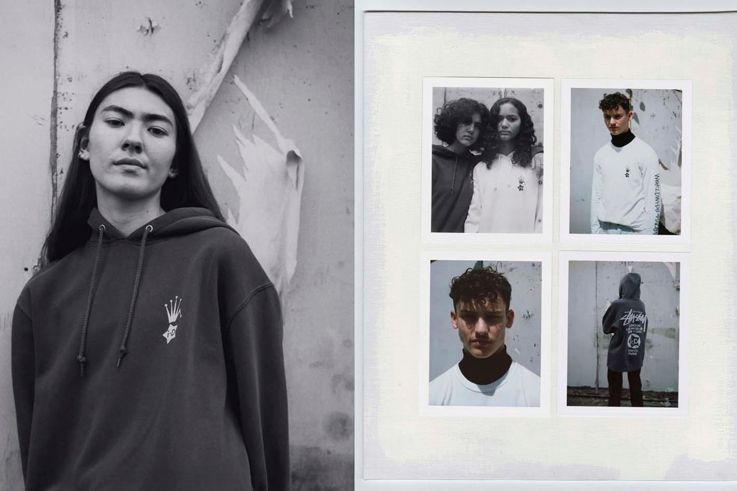 i-D x Stussy Collection Hoodie Black Shirt White
