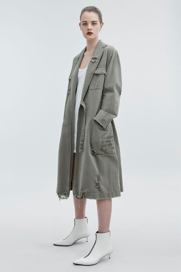 T by Alexander Wang Pre-Fall 2018 Collection Pajama Utility Trench Coat Dark Green