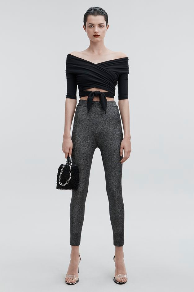 T by Alexander Wang Pre-Fall 2018 Collection Lurex Leggings Black