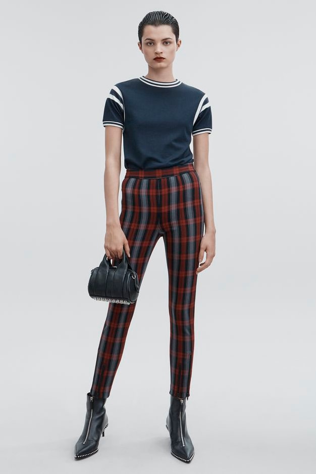 T by Alexander Wang Pre-Fall 2018 Collection Plaid Leggings Maroon