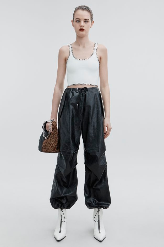 T by Alexander Wang Pre-Fall 2018 Collection Faux Leather Pant Black