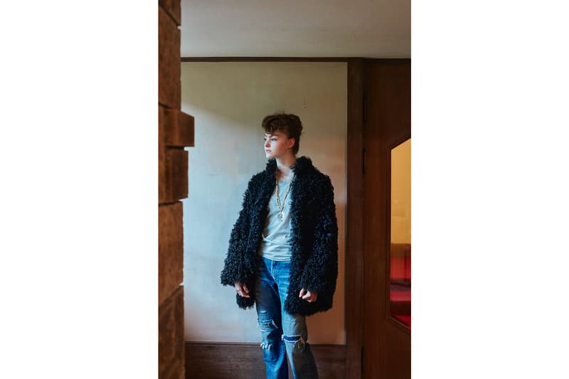 WMV Fall/Winter 2018 Collection Veggie Fur Coat Black Box Tee Black Journeyman Pants Blue