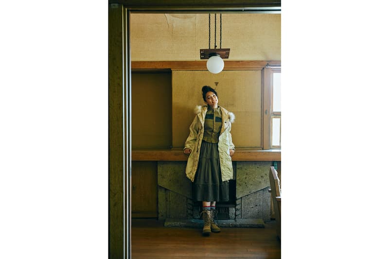 WMV Fall/Winter 2018 Collection Glacier Point Parka Cream Grangier Shirt Green Elevation Skirt Navy