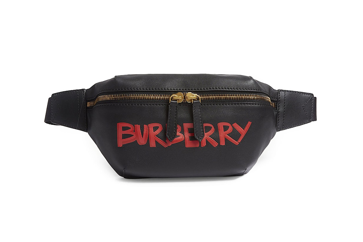 Burberry Graffiti Logo Print Bum Bag Fanny Pack Black