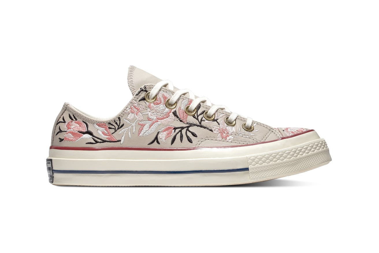 white converse with flowers
