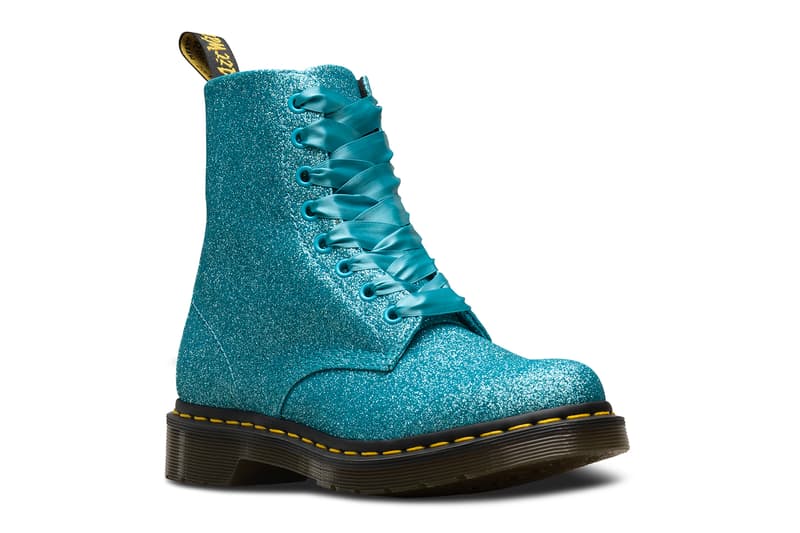 Dr. Doc Martens 1460 Pascal Glitter Boots Pale Gold Pewter Silver Turquoise Purple