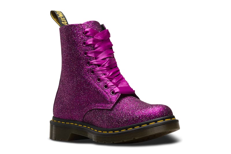 Dr. Doc Martens 1460 Pascal Glitter Boots Pale Gold Pewter Silver Turquoise Purple