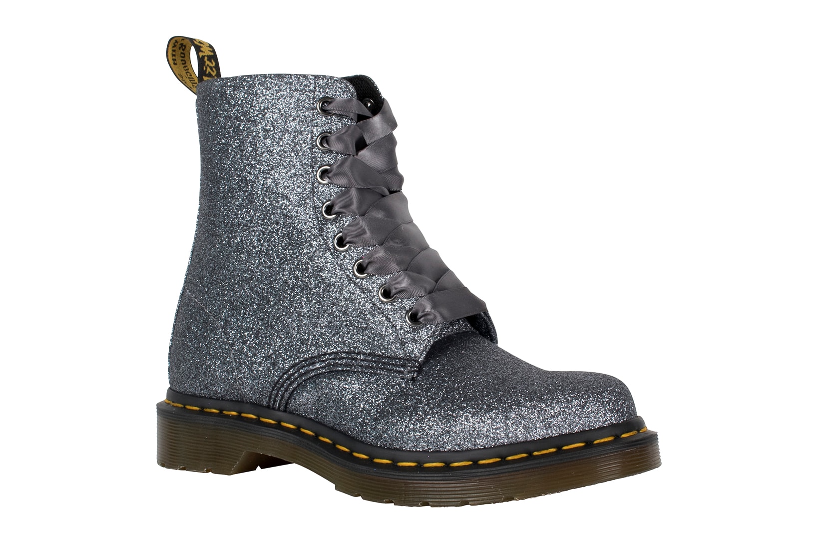 Dr. Doc Martens 1460 Pascal Glitter Boots Pale Gold Pewter Silver Turquoise Purple