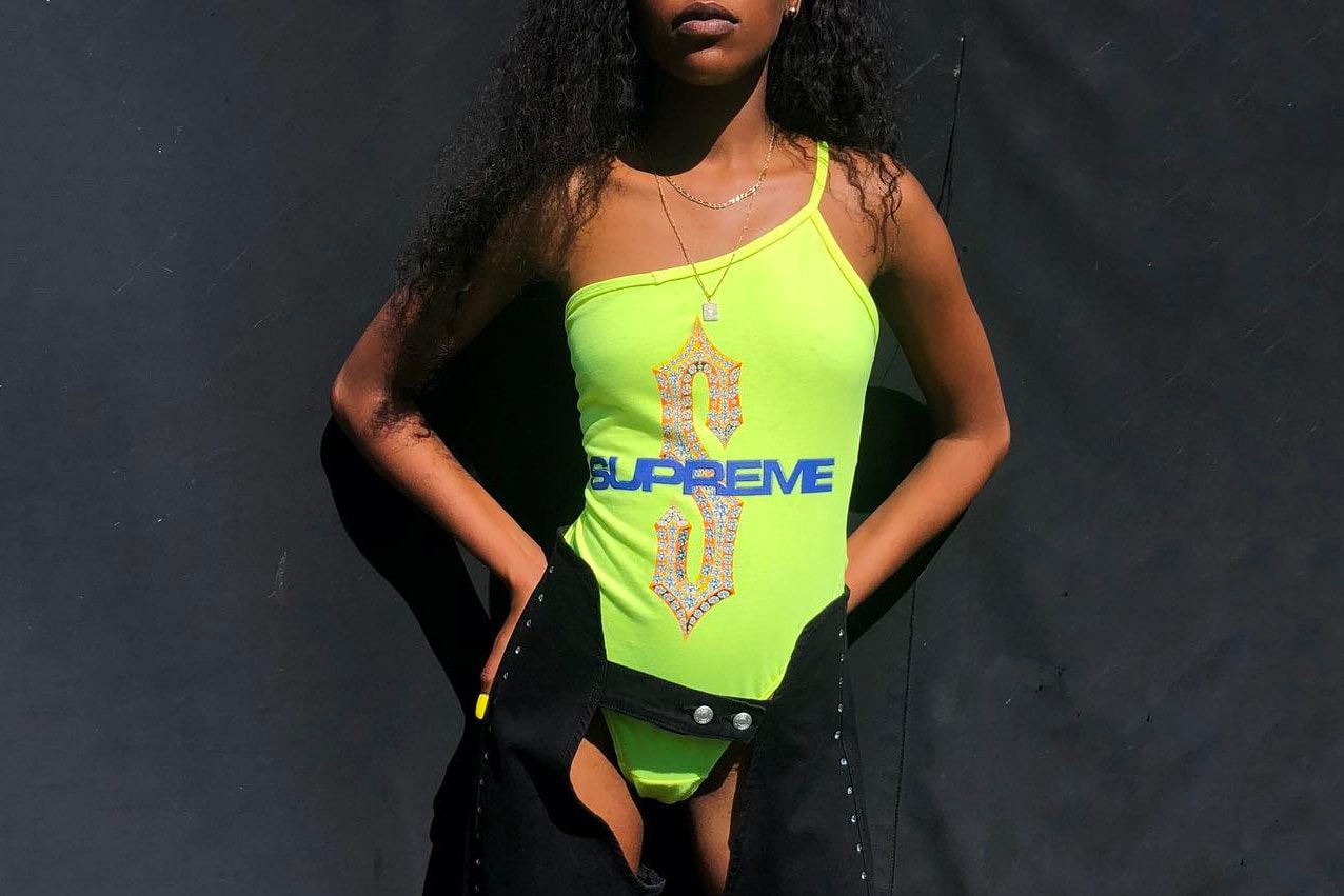 Frankie Collective Summer Sale 2018 Reworked Supreme Vintage Bodysuit Yellow Logo