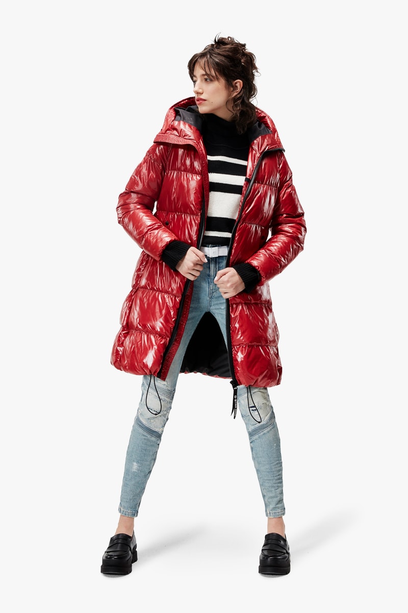 G-Star RAW Fall/Winter 2018 Lookbook Puffer Coat Red Striped Sweater Blue White