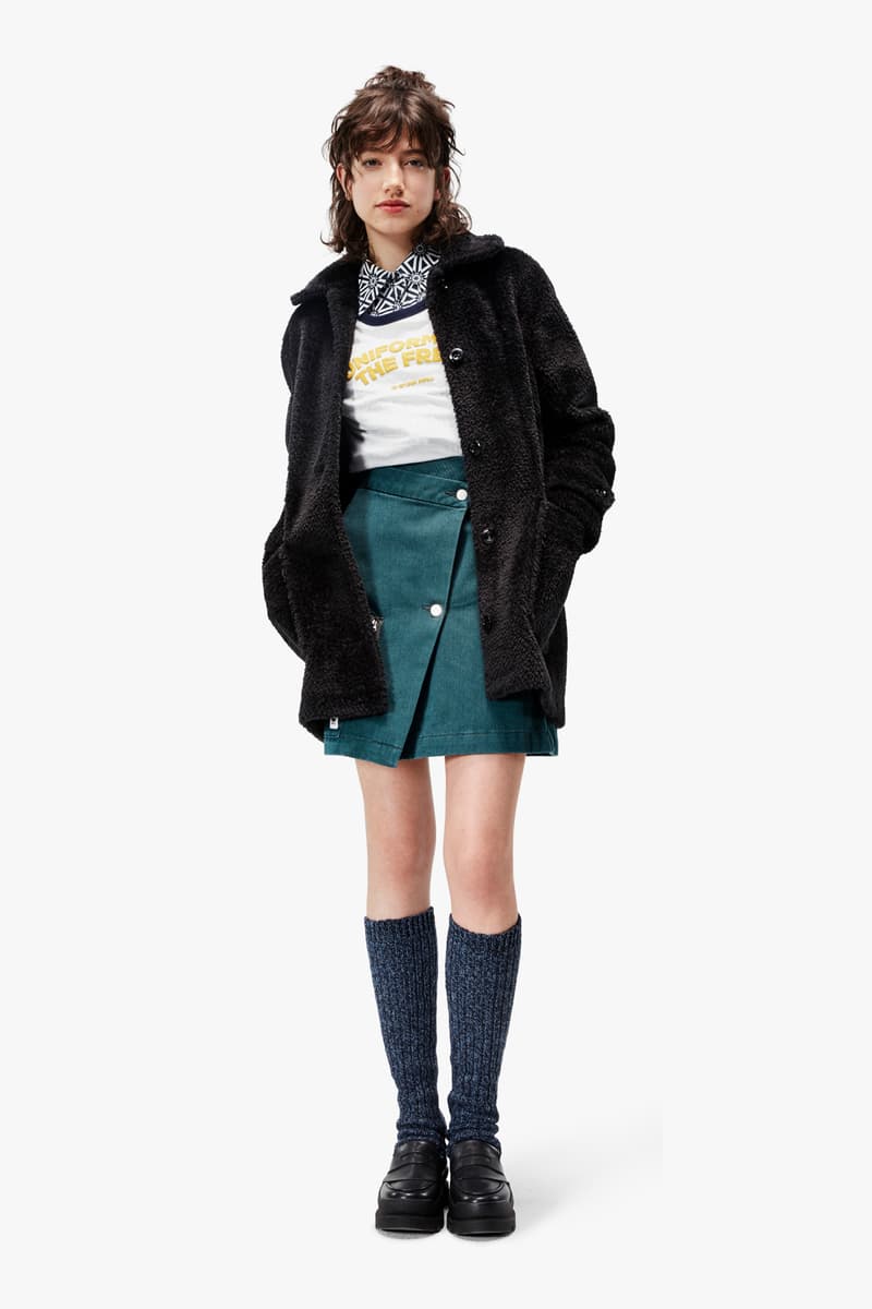 G-Star RAW Fall/Winter 2018 Lookbook Shirt White Jacket Black Skirt Green