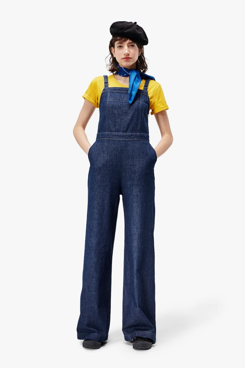 G-Star RAW Fall/Winter 2018 Lookbook Denim Overalls Blue Shirt Yellow Beret Black