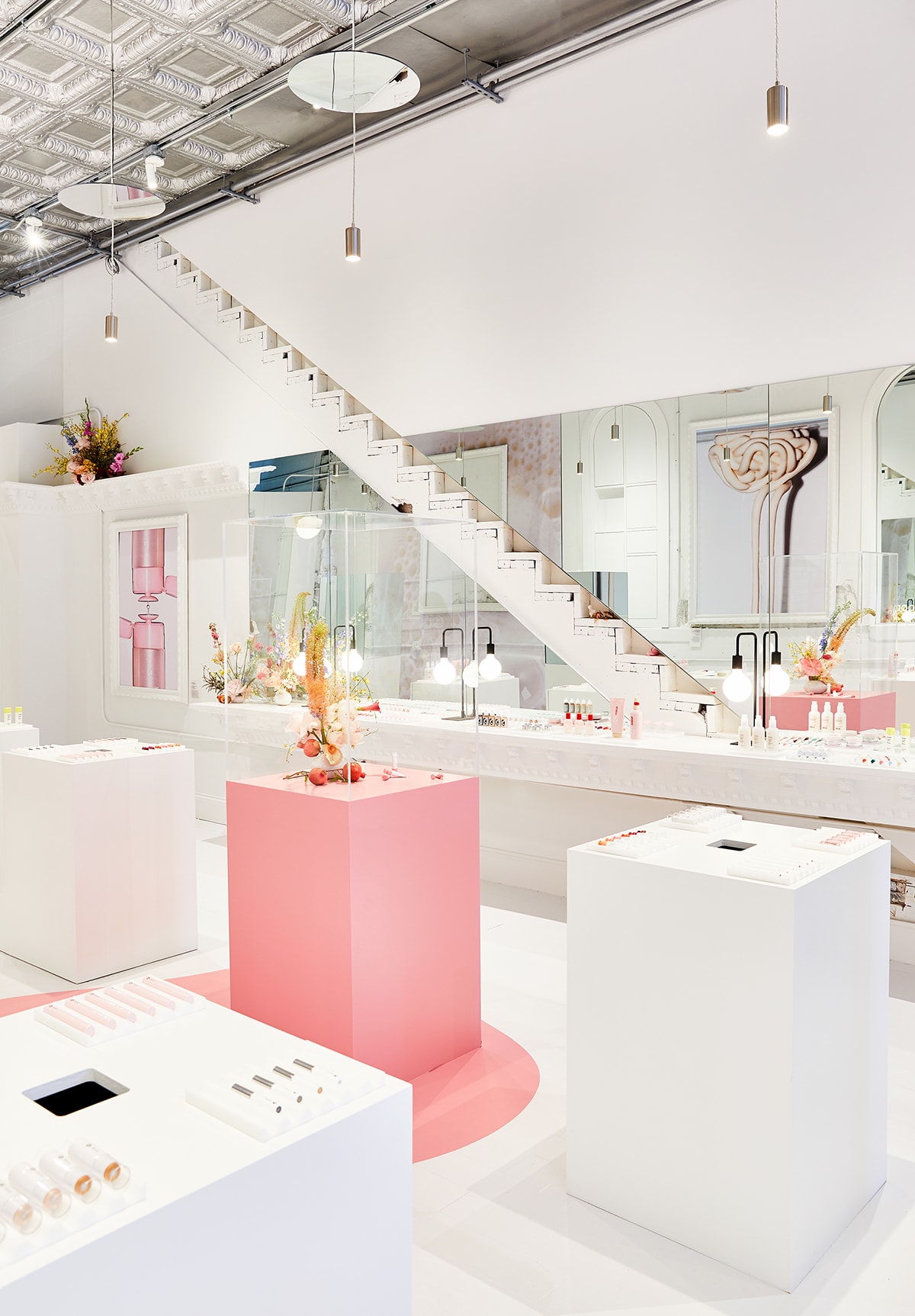 Glossier Chicago Retail Experience Pop-Up Shop Store August 23 Makeup Skincare Beauty Emily Weiss Interior