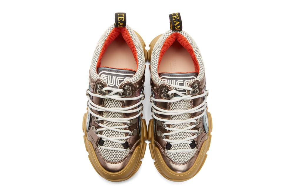 Gucci Flashtrek Trainer Metallic Leather Blue Purple
